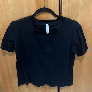 Black V Cut Out Shirt